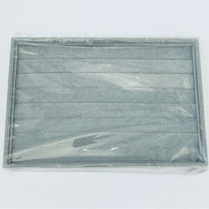 Gray Velvet Jewelry Tray Organizer Multiple Slots For Rings Or Earrings